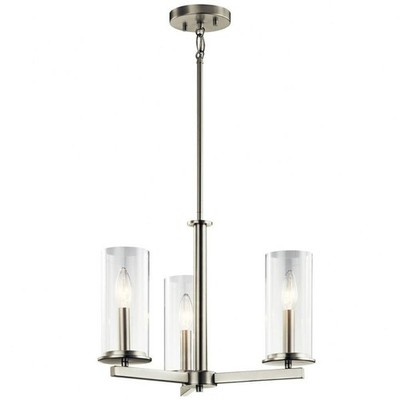 Kichler 43997 Nickel Crosby 3-Light 18''W Chandelier Semi Flush Mount