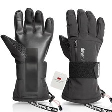 Snowboarding Gloves with Wrist Guards, Ski Gloves Touchscreen Medium Black