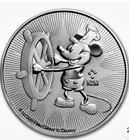 1 oz Steamboat Willie Silver BU NZmint Coin