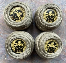 Lot of 4 DMC Cotton Perle Pearl Thread Balls Yarn - Shade 640 - Made in France