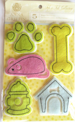 Anna Griffin 3D Stickers Dogs Puppy Felt Stitched Retired 2011 Scrapbooking NEW