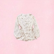 Victoria  s Secret Vintage Gold Label Ivory Cream Brocade Button Front Pajama Top