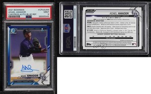 2021 Bowman Chrome Prospects Blue Refractor /150 Adael Amador PSA 9 MINT Auto
