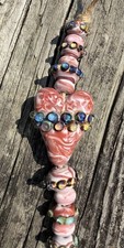 Handmade Lampwork glass heart focal bead set 12 Beads EARTHY Lampwork Glass