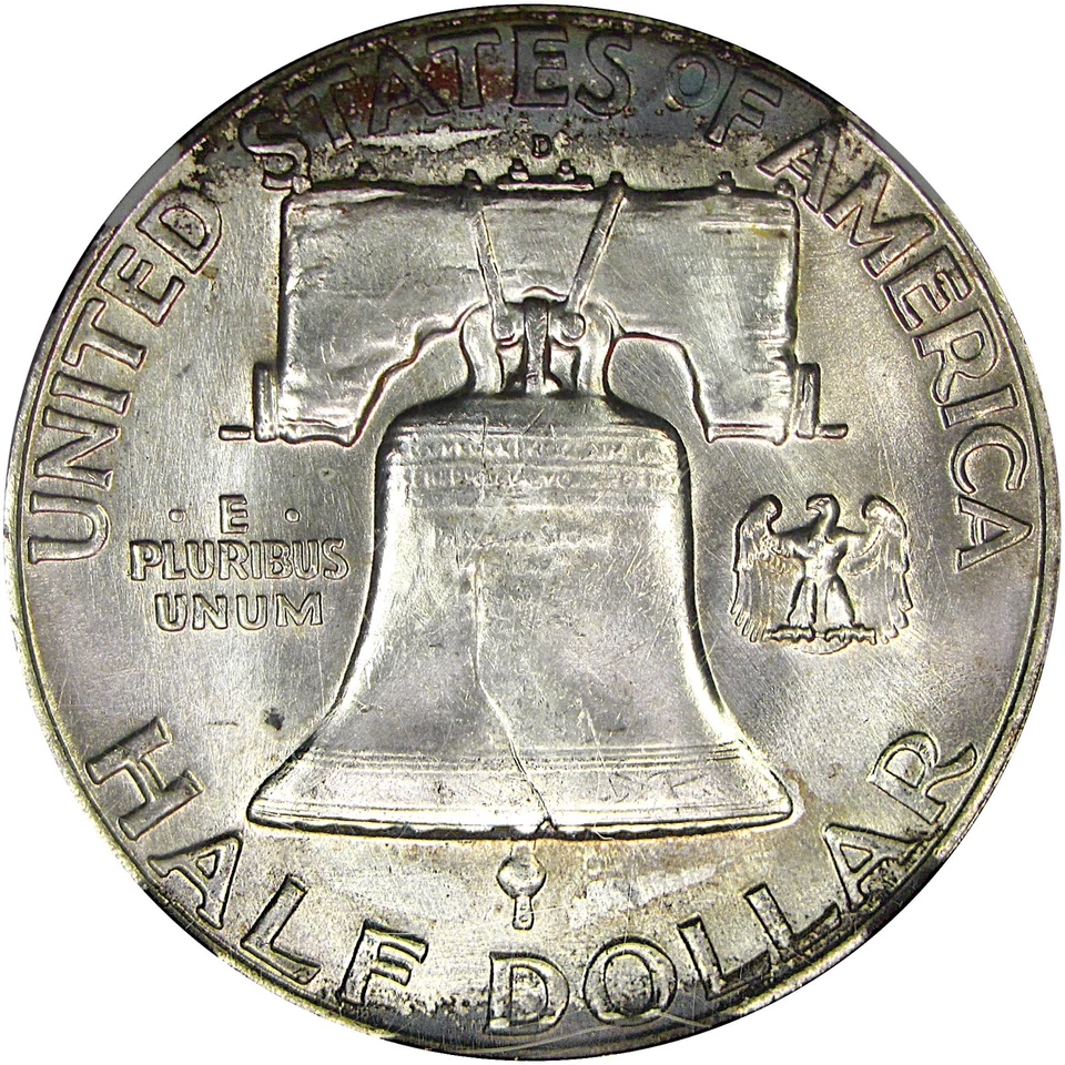 1963-D 50C NGC MS65FBL FRANKLIN ~ BEAUTIFUL RAINBOW TONING! - Image 4 of 4