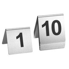 Stainless Steel Table Numbers 1-10 2.76x2.76 Inch Tent Style Metal Signs Cafe