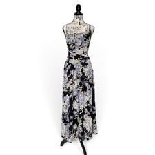 ASTR The Label Maxi Dress Womens M Black Floral Open Back Strappy Garden Party