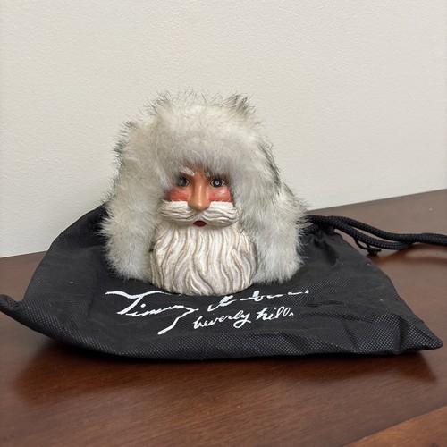 Timmy Woods Beverly Hills Wood Carved Santa Claus Face Purse Christmas Victorian