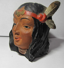 Vintage, Souvenir? Lady Indian Head Stand Bank. Germany