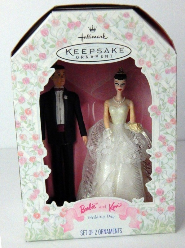 Hallmark Keepsake 1997 Barbie & Ken Wedding Day Ornaments In Box
