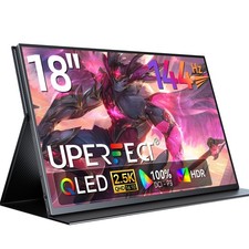 18" 2560  1600 QHD 2K Portable Monitor HDR Gaming 144Hz QLED External Display