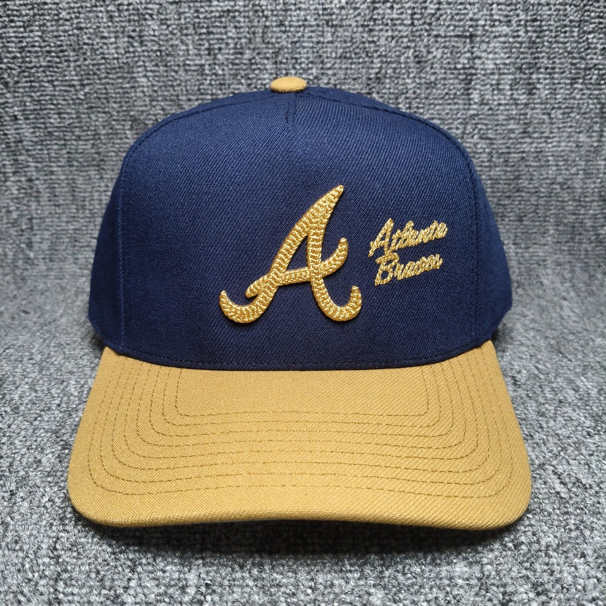 Mitchell & Ness Atlanta Braves MLB Snapback Hat Navy Blue Gold Cap