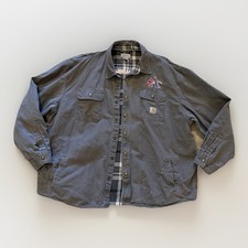 Carhartt Flannel Lined Jacket Mens 3XL Gray Weathered Canvas Shirt Jac 100590