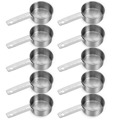 10 Pcs 1/4 Cup Scoop, 60ml/2oz Stainless Steel Measuring Spoons 2oz, Silver