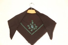 Black wool shawl with embroidered, Vintage Ukrainian shawl for women, Babushka