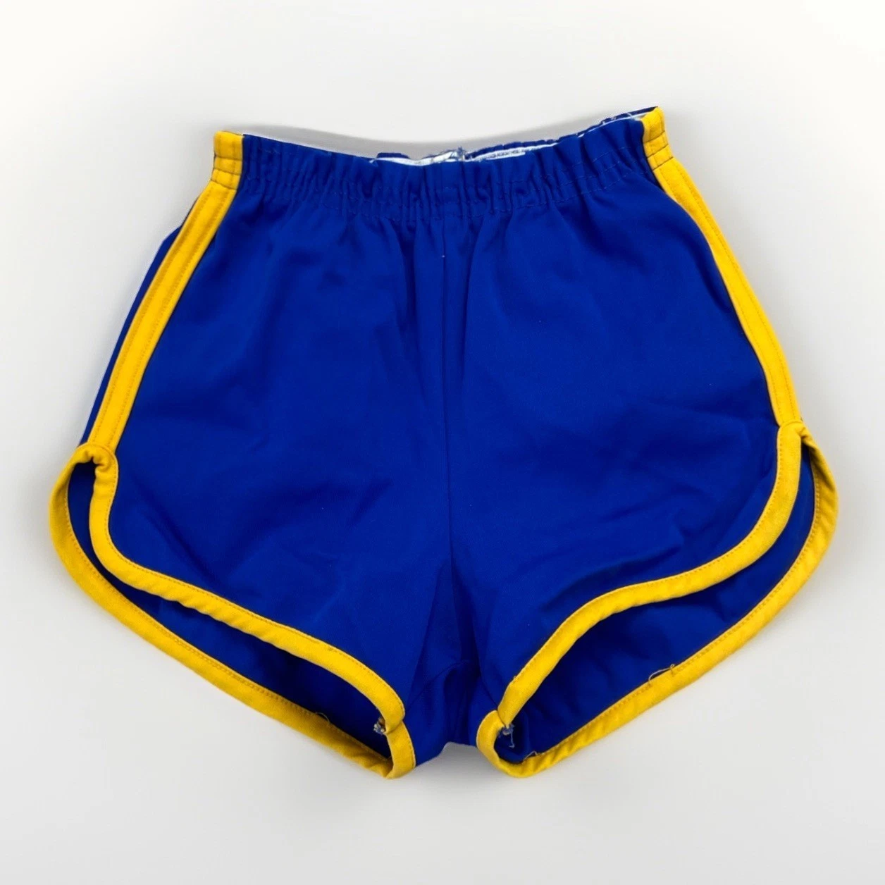 Vintage Gym Shorts Mens S Athletic Running Track Blue Yellow 70s 80s Nylon