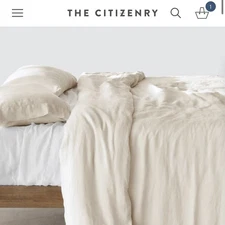 🆕 The Citizenry STONEWASHED LINEN DUVET COVER ivory FULL/QUEENDUVET ONLY