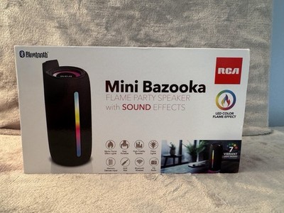 RCA Mini Bazooka FLEX-4 BLACK Bluetooth Speaker LED Flame FM AUX
