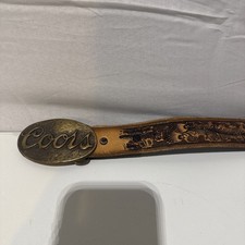 28.5  Vintage Tooled Cowhide Leather Belt Coors Acorns Leaves Western 1D 