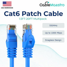 Cat6 1.5FT-20FT Ethernet LAN Network RJ45 Patch Cable Multipack LOT Blue