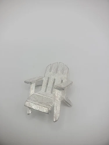 Vintage Silver Tone Adirondack Chair Summer Deck Brooch Pin Jewelry Costume