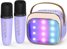 Mini Karaoke Machine for Kids,Bluetooth Speaker with 2 Wireless Microphones