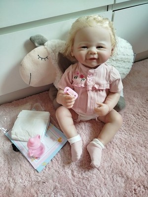 DE Reborn Baby Vollsilikon 48cm Lebensecht Mädchen Silikonpuppe Mit Haaren