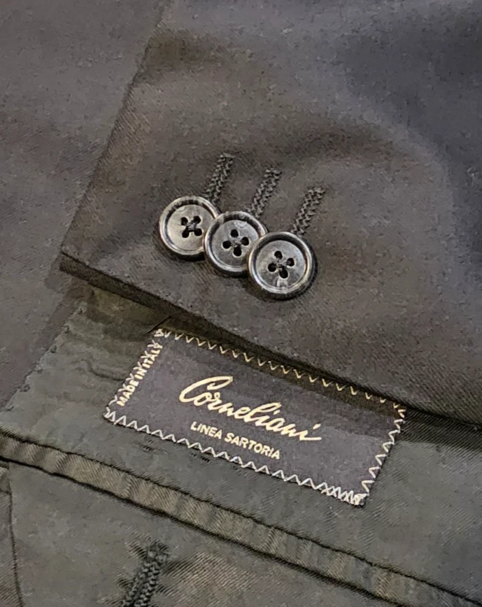Chaqueta Blazer Corneliani Hecha en Italia Linea Sartoria Super 120's Lana Negra 46L Foto 2 de 4