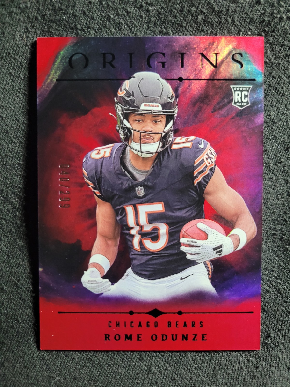 Rome Odunze 2024 Panini Origins Football #105 RC Holo Red SP 40/299 Bears