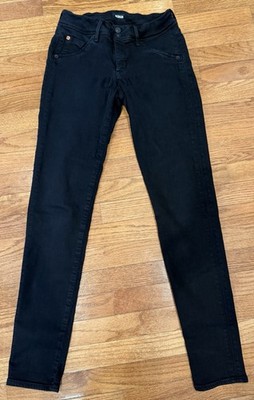 Hudson Collin Midrise Skinny Jeans Womens 28 Black Dark Wash Stretch 28x30 Denim