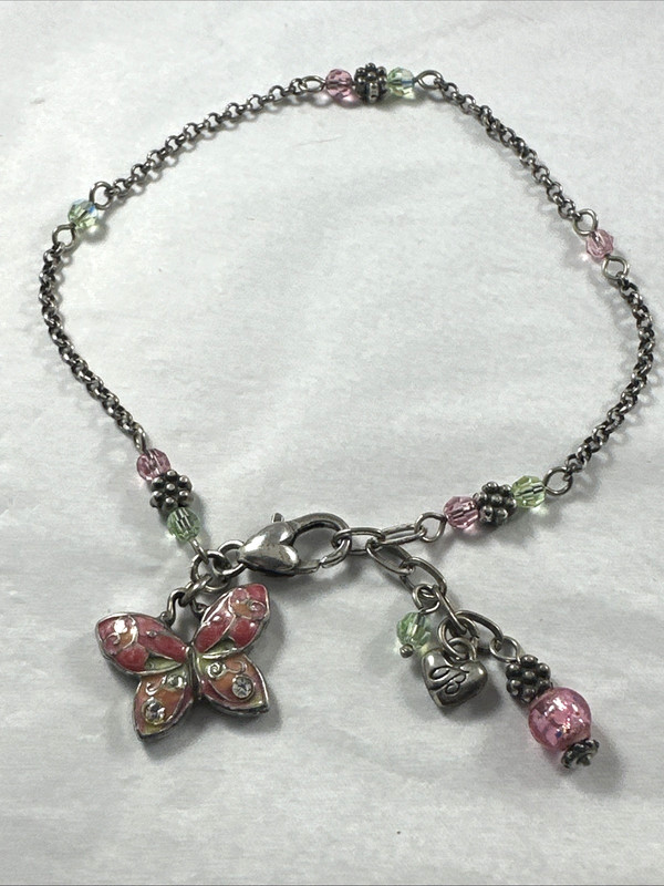 Brighton Flutter Pink Butterfly Beaded Retired Colorful Anklet