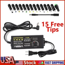 120W Adjustable Voltage Power Supply Adapter Transformer with 15 Plugs 9V-24V 5A