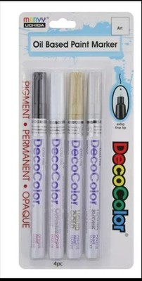 Marvy Uchida DecoColor Metallic Extra Fine Tip Paint Markers - 4 Piece Set New