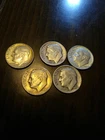 5 SILVER Roosevelt Dimes various dates  90% silver lot of 5