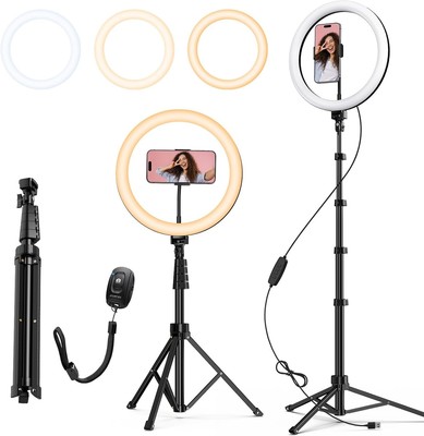 ATUMTEK 12'' Selfie Ringlicht mit 63'' ausziehbarem Stativständer, 12" 