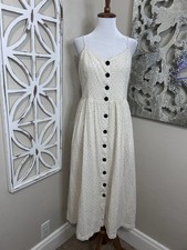 Urban Outfitters LARGE Abbie Eyelet Button Down Dress Cottagecore Midi *086