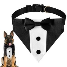 Dog Tuxedo Bandana Collar With Bow Tie Adjustable Formal Suit Large Dogs Decor