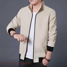 Fashion Men  s Slim Fit Stand Collar Thin Jacket Casual Coats Outwear Spring Fall