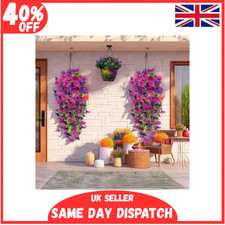2PCS Artificial Morning Glory Vines UV Resistant Hanging Flowers Outdoor Decor