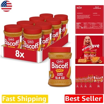 Biscoff Crunchy Cookie Butter Spread 8-Pk 13.4oz Jars - , Non-GMO, Nut-Free
