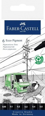 Faber-Castell 266006 - Tintenfeinschreiber Ecco Pigment, schwarz, 0.05, 0.1,