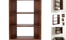  Akita Modern Angled Three-Tier Wall Shelf, 20 x 6 x 26, 20x6x26 Walnut Brown