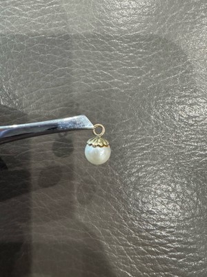 Schöner 10k Gelbgold 5,45mm Perlen Anhänger oder Charm