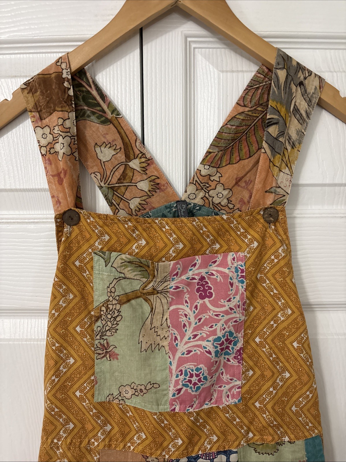 Blue Sky Patchwork Boho Overalls  Large Festival … - image 2