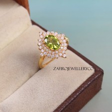 Natural Peridot Ring, Anniversary Gift Ring, Oval Cut Peridot, Unique Ring
