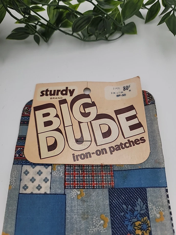 Vintage Big Dude Iron-On Patches 5x7" Floral Denim Patchwork Sturdy Brand 1970's - Image 2 of 3
