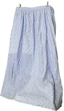 Women  s Eyelet Maxi A-Line Skirt Universal Thread Blue Large Elastic Waistband