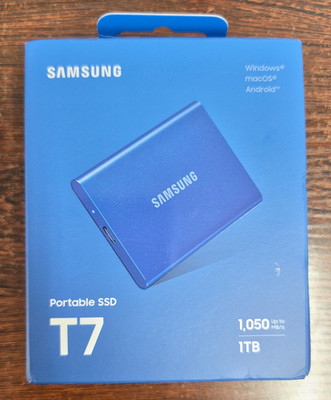 New Samsung T7 1TB Portable External SSD in Blue - Opened Box - Unused