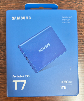 New Samsung T7 1TB Portable External SSD in Blue - SEALED IN BOX
