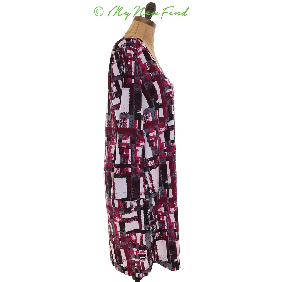 Vestido Gibson Nordstrom Shift Talla M Manga 3/4 Geométrico Púrpura Multi Usado en Excelente Condición B74 Foto 2 de 3